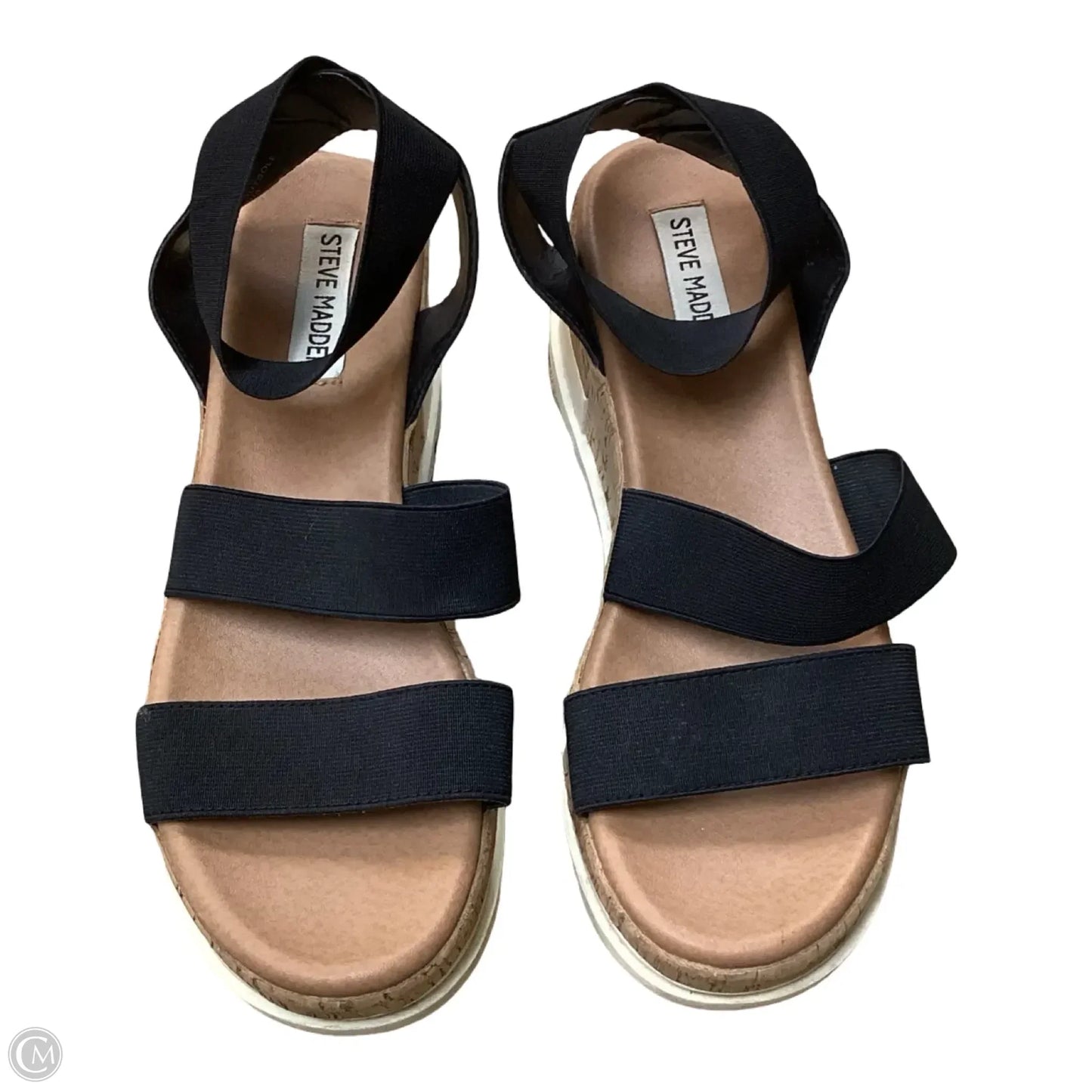 Sandals Heels Wedge By Steve Madden In Black, Size: 7.5