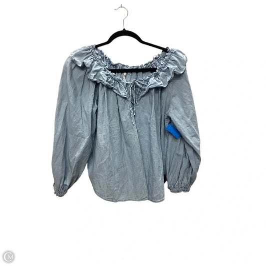 Blouse Long Sleeve By Free People In Blue Denim, Size: Xs