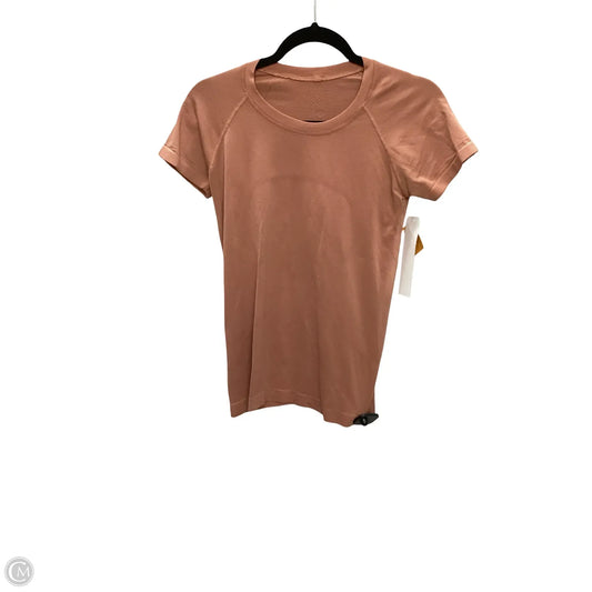 Athletic Top Short Sleeve By Lululemon In Orange, Size: 6