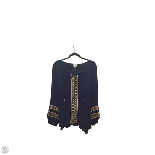 Blouse Long Sleeve By Chicos In Navy, Size: M