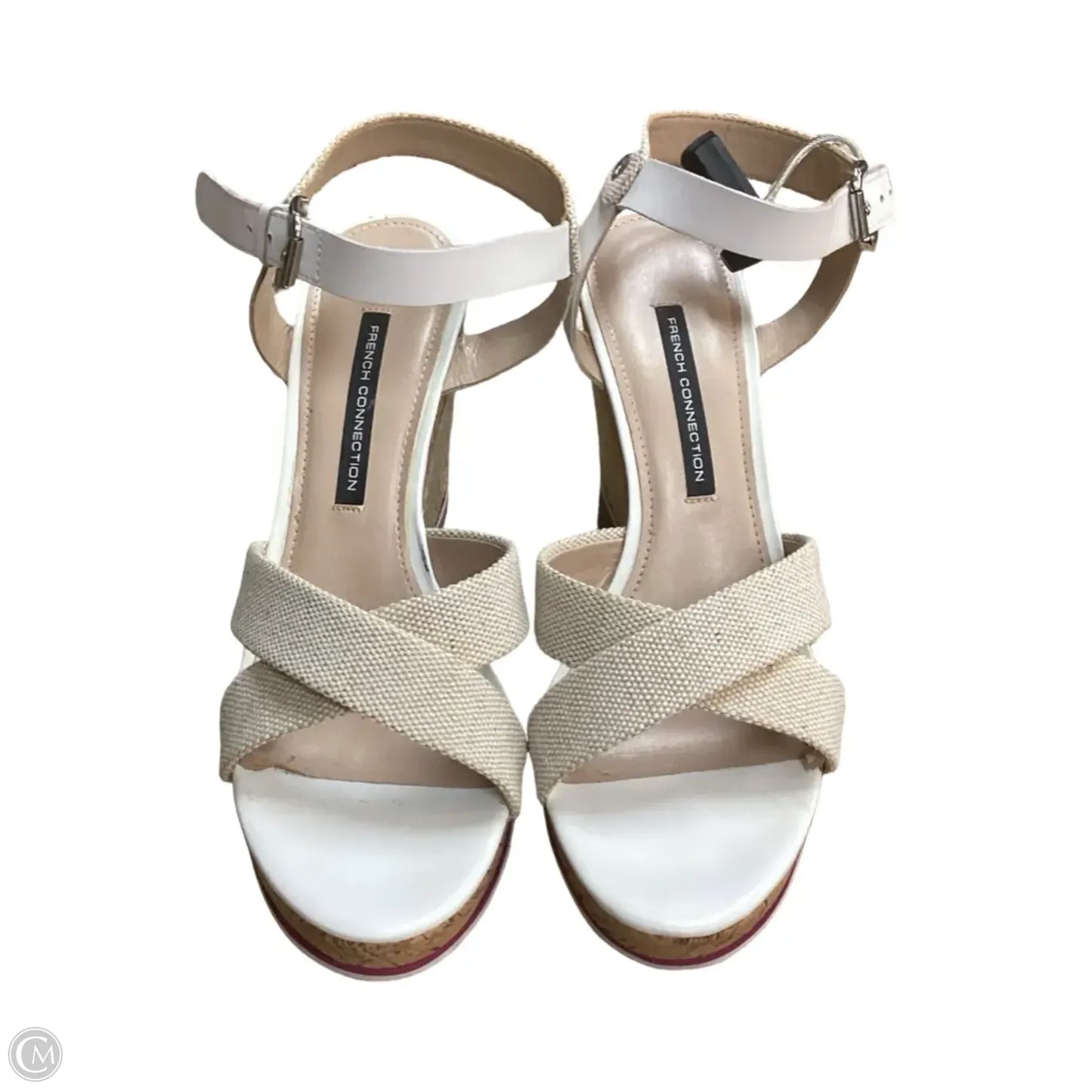 Sandals Heels Wedge By French Connection In Tan, Size: 10
