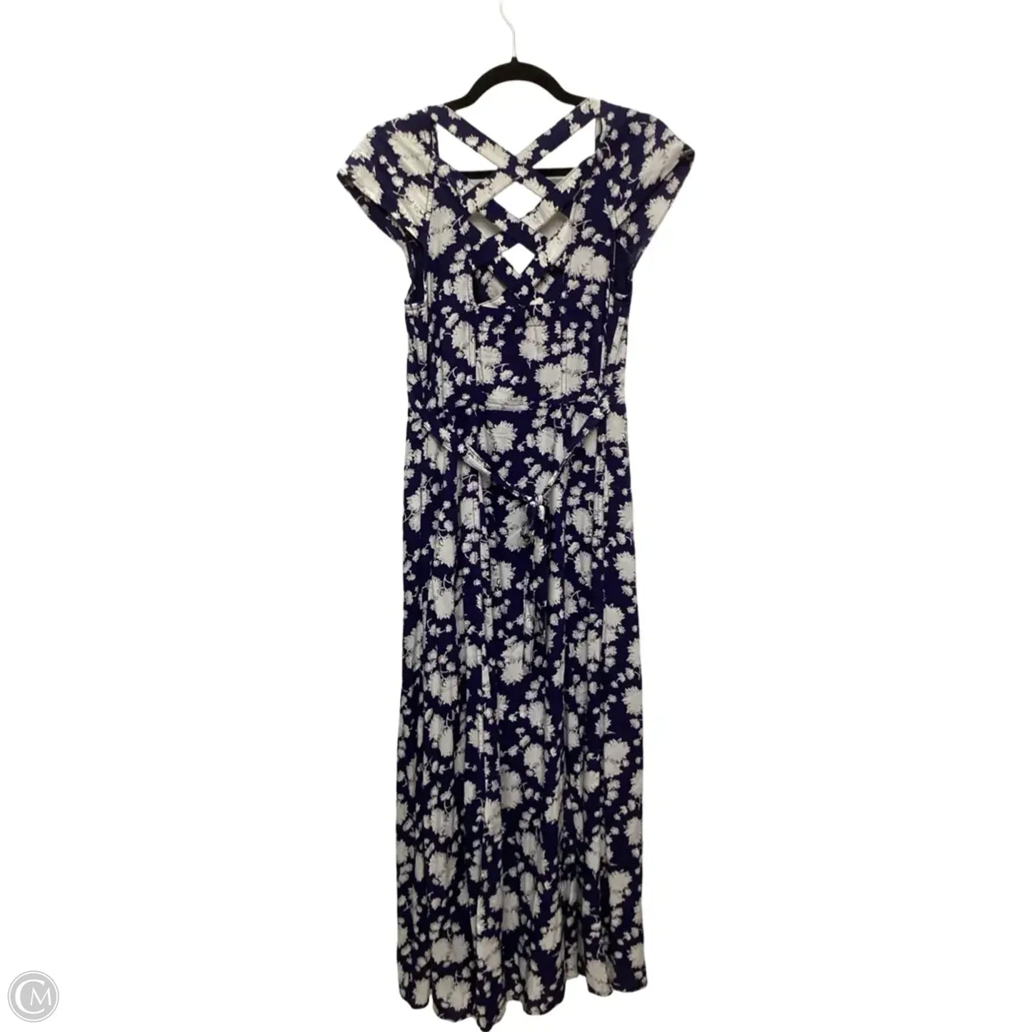 Dress Casual Midi By Maeve In Blue & White, Size: 4