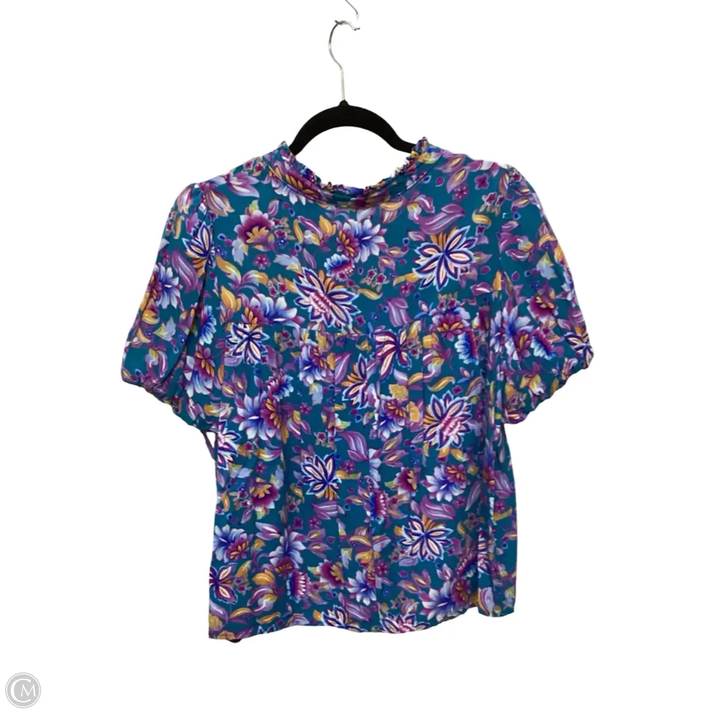 Designer Blouse Short Sleeve By Voy In Floral Print, Size: S