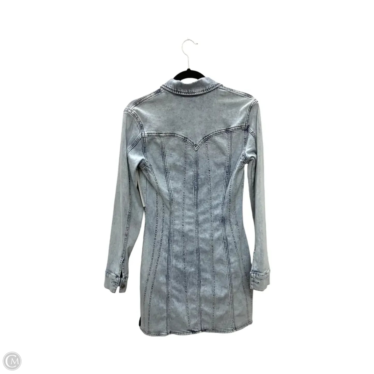 Designer Dress Casual Short By Good American In Blue Denim, Size: S