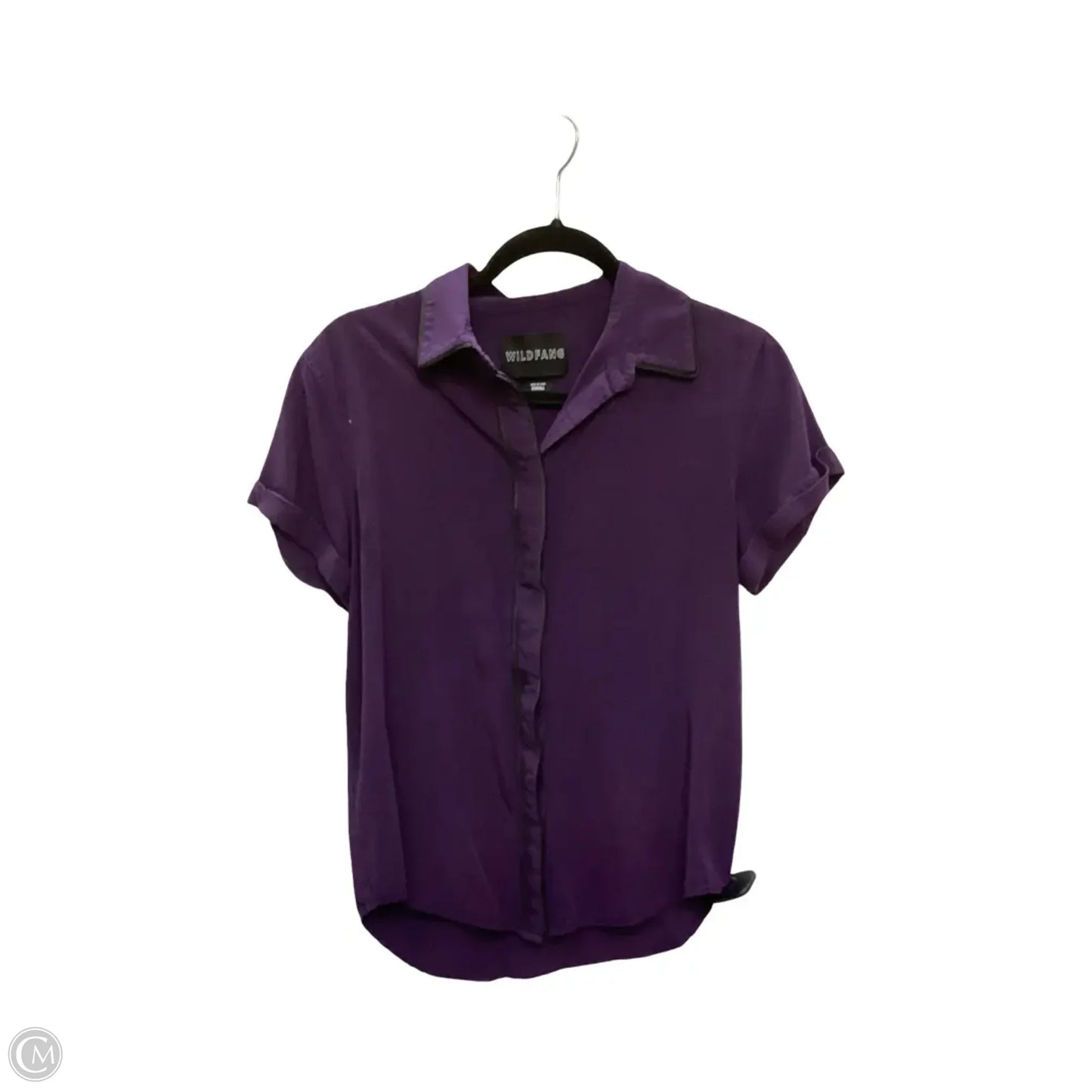 Designer Blouse Short Sleeve By Wildfang In Purple, Size: Xs