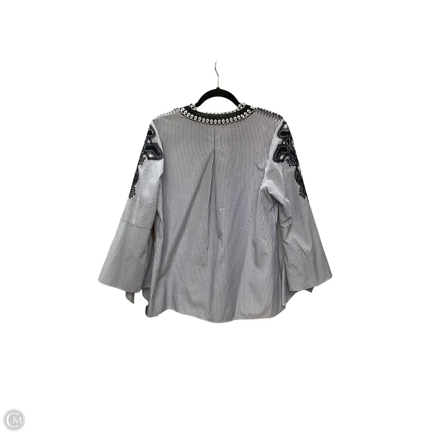 Designer Blouse 3/4 Sleeve By Kobi Halpern In Striped Pattern, Size: L