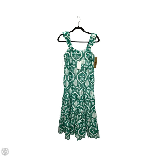 Designer Dress Party Midi By Clothes Mentor In Green & White, Size: Xs