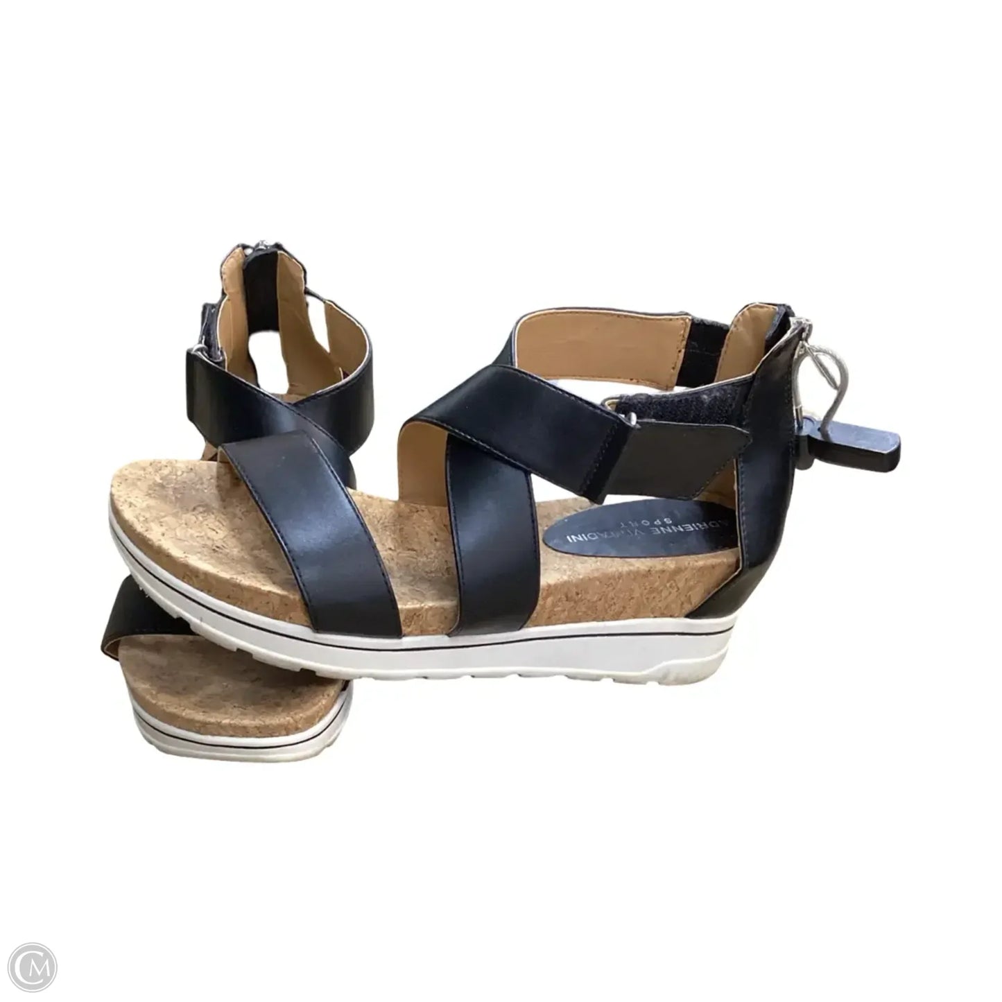 Sandals Heels Wedge By Adrienne Vittadini In Black, Size: 8