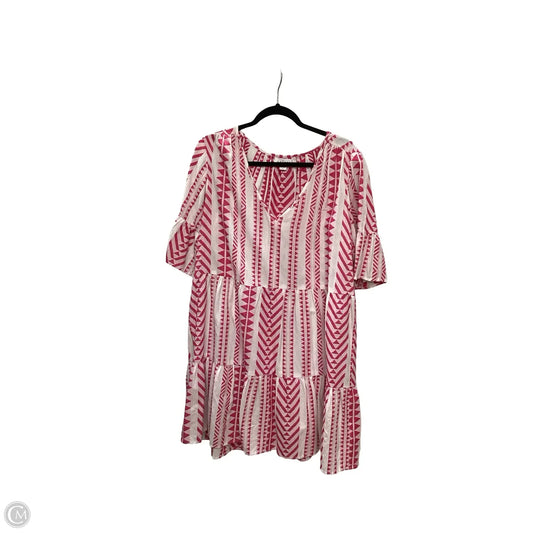 Dress Casual Short By Velvet In Pink & White, Size: L