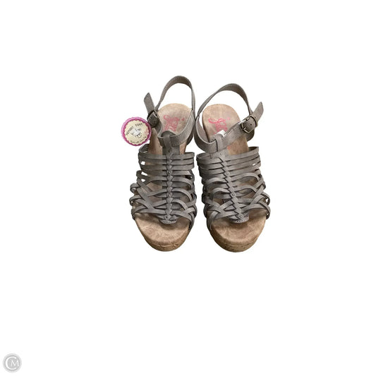 Sandals Heels Wedge By Jelly Pop In Brown, Size: 8.5