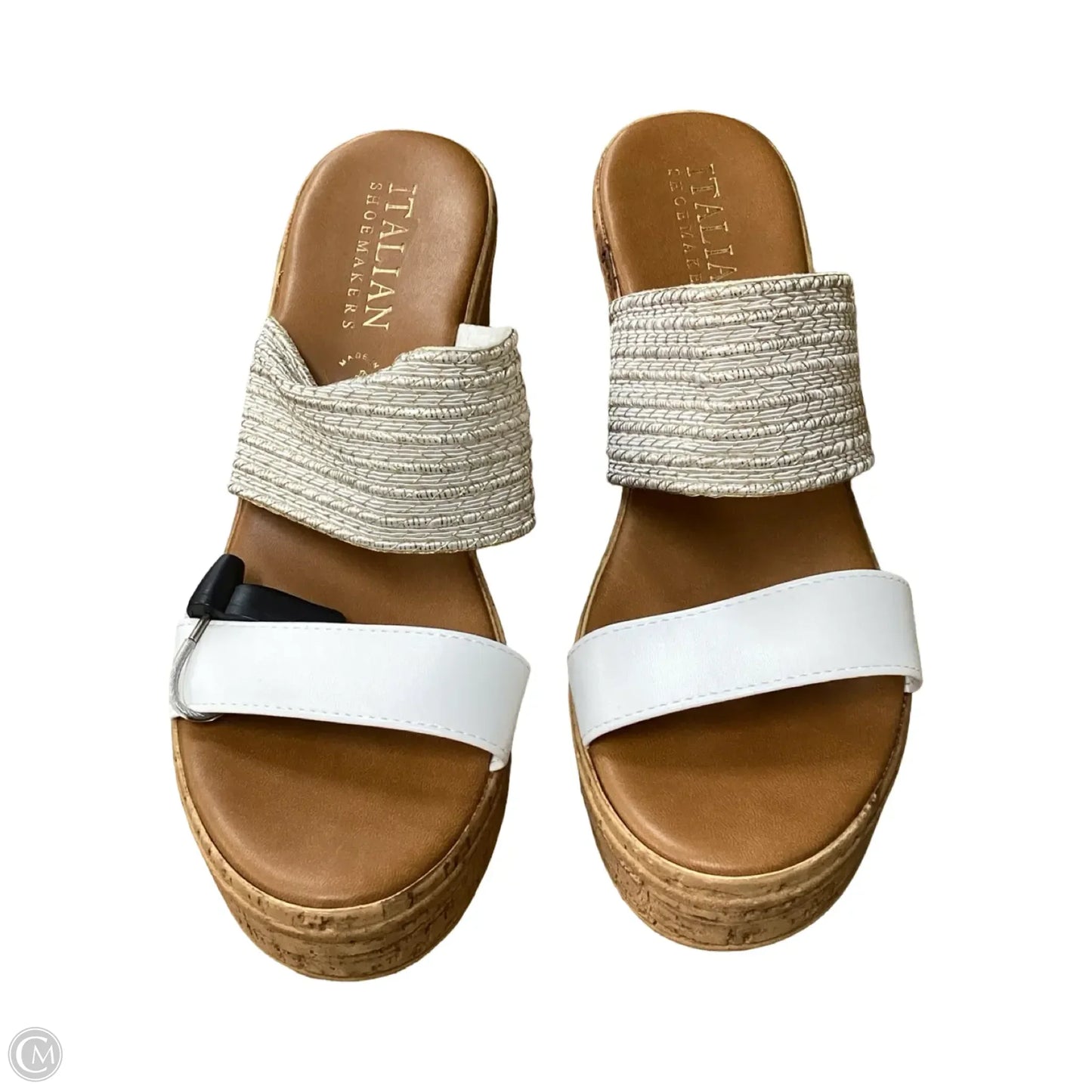 Sandals Heels Wedge By Italian Shoemakers In White, Size: 11