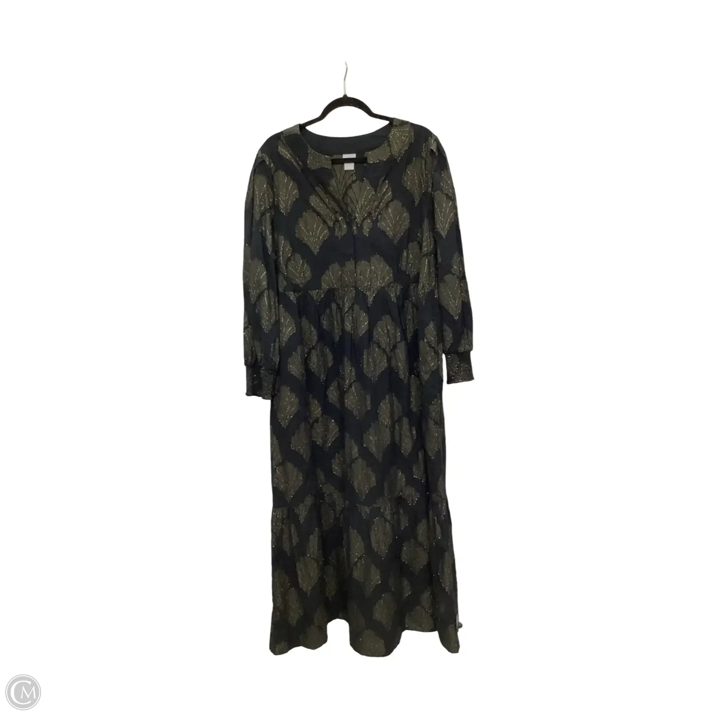 Dress Casual Maxi By Chicos In Black & Gold, Size: Xl