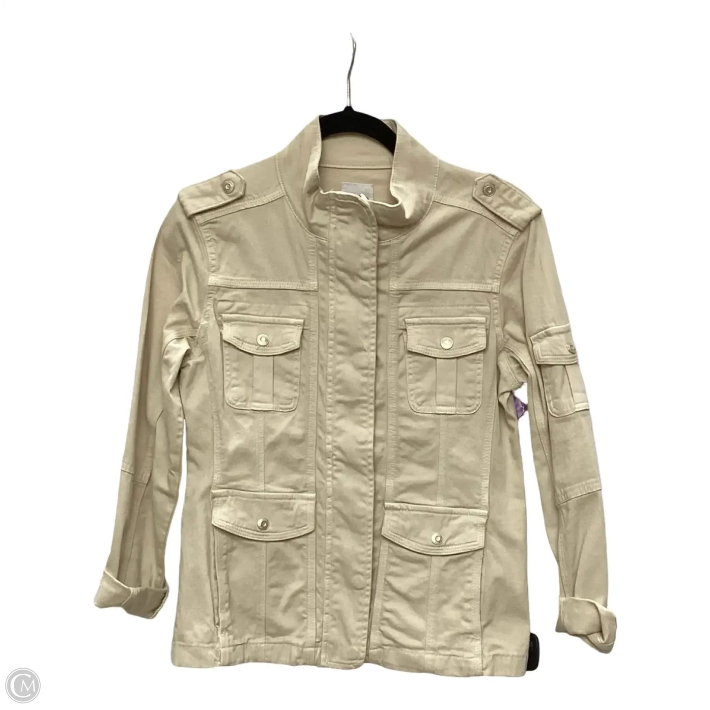 Jacket Denim By Clothes Mentor In Cream Denim, Size: S