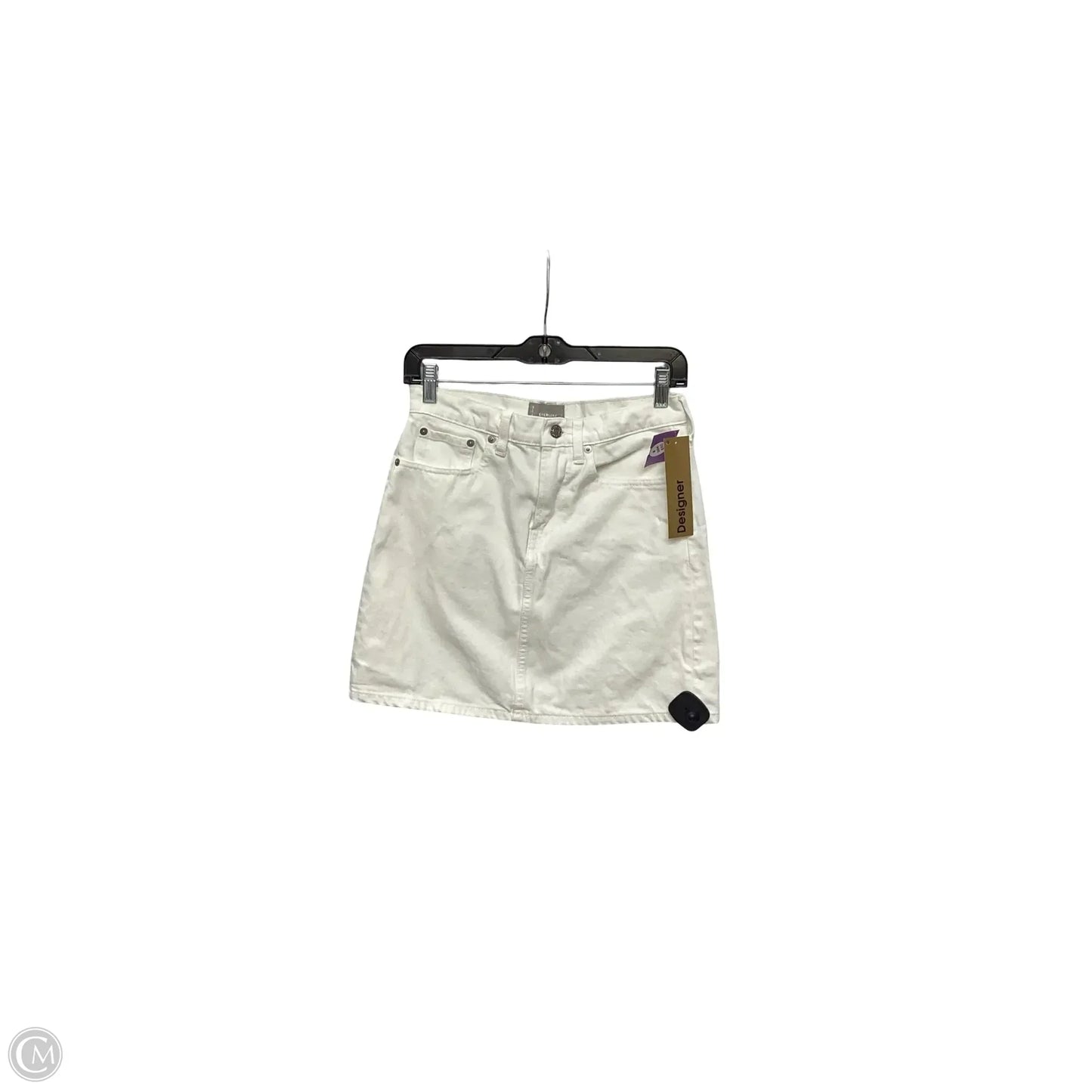 Designer Skirt Mini & Short By Everlane In White Denim, Size: 2