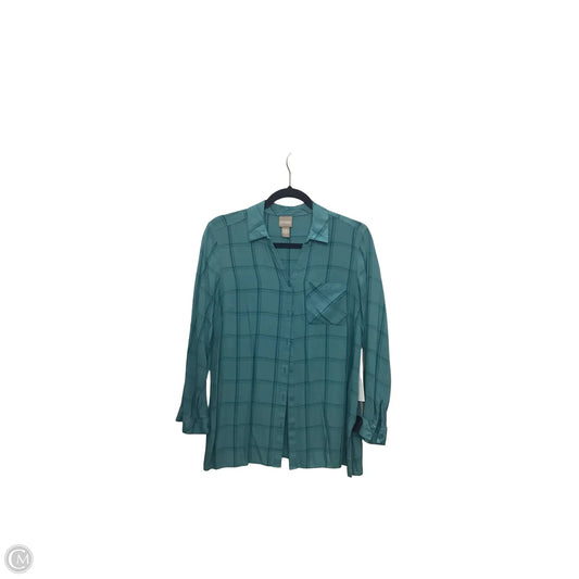 Blouse 3/4 Sleeve By Chicos In Plaid Pattern, Size: M