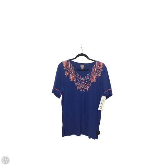 Blouse Short Sleeve By Chicos In Blue, Size: L