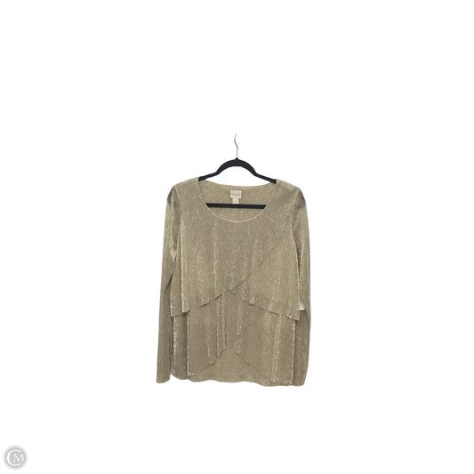 Blouse Long Sleeve By Chicos In Gold, Size: M