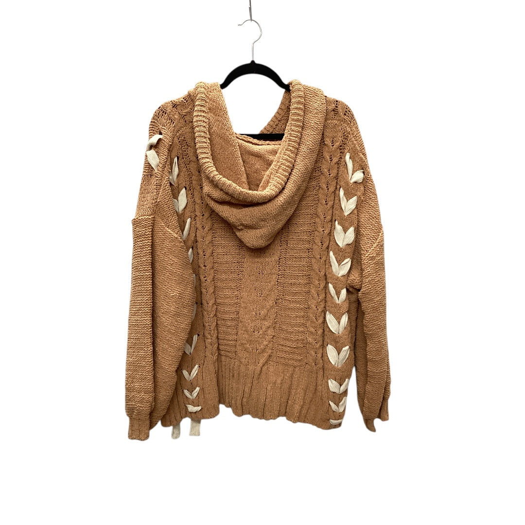 Sweatshirt Hoodie By Pol In Tan, Size: L