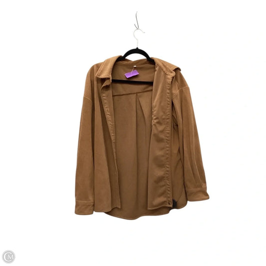 Jacket Shirt By Clothes Mentor In Brown, Size: L