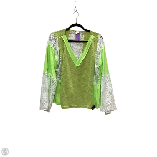 Top Long Sleeve By Pol In Green, Size: L