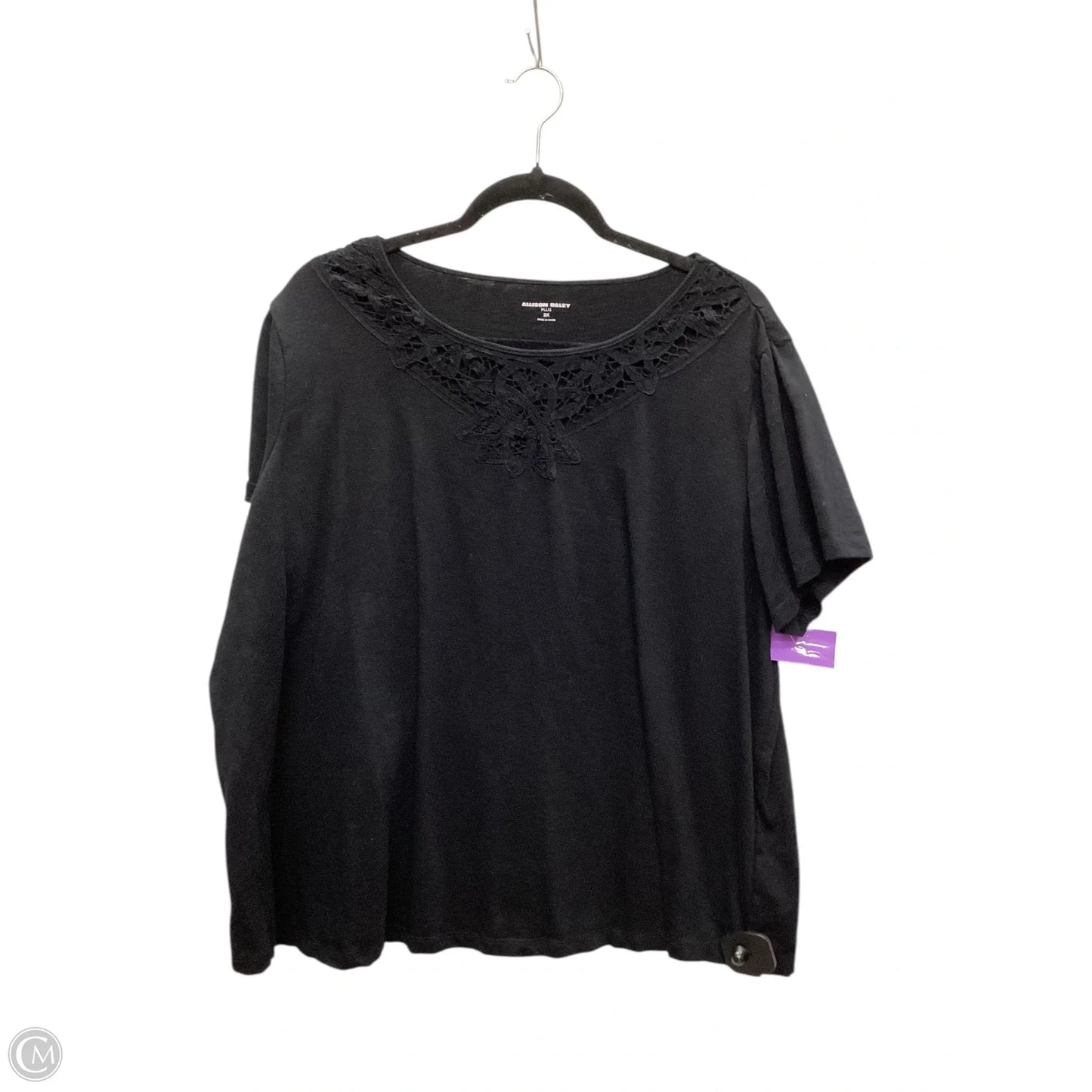 Top Short Sleeve By Allison Daley In Black, Size: 2x
