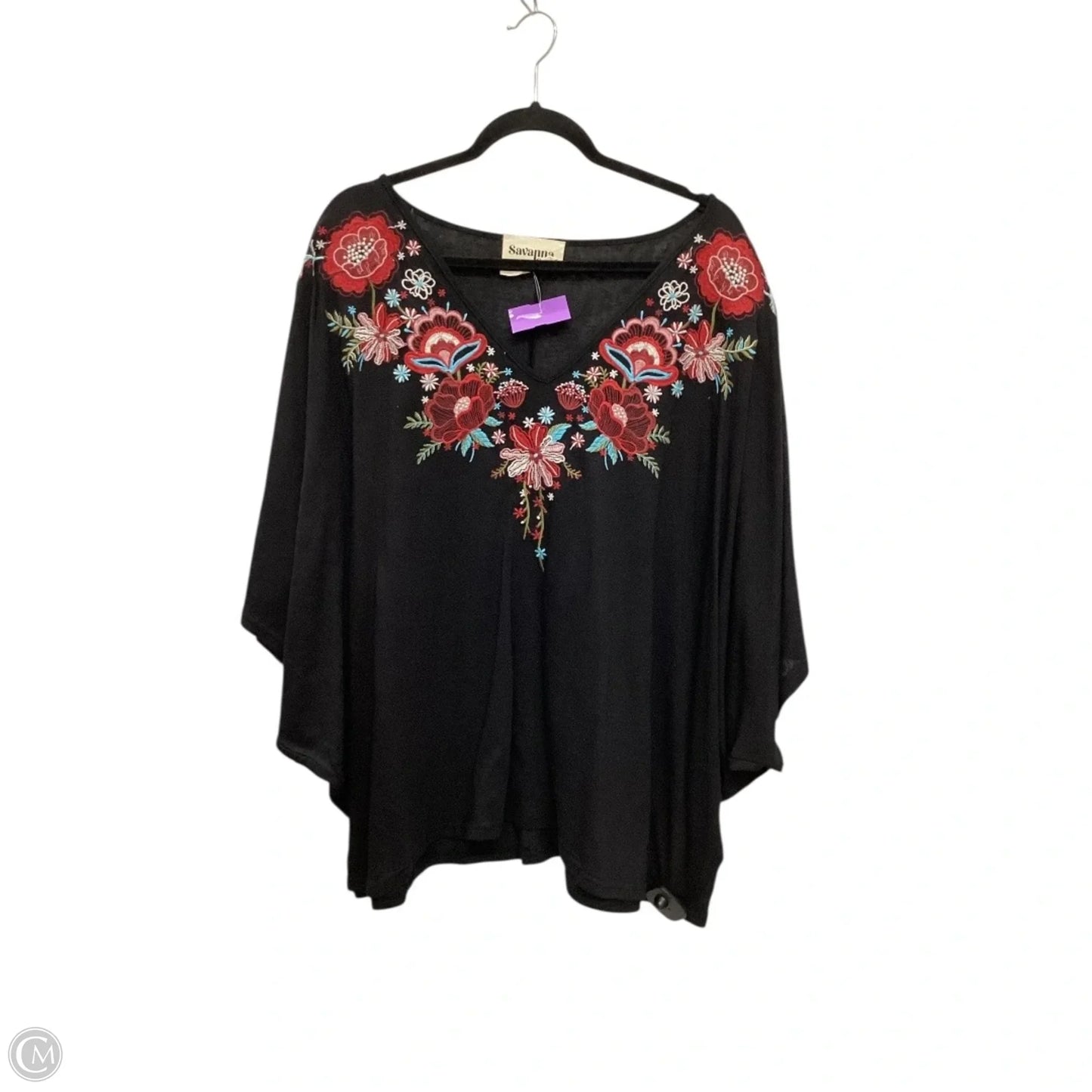 Top Short Sleeve By Savanna Jane In Black, Size: 1x