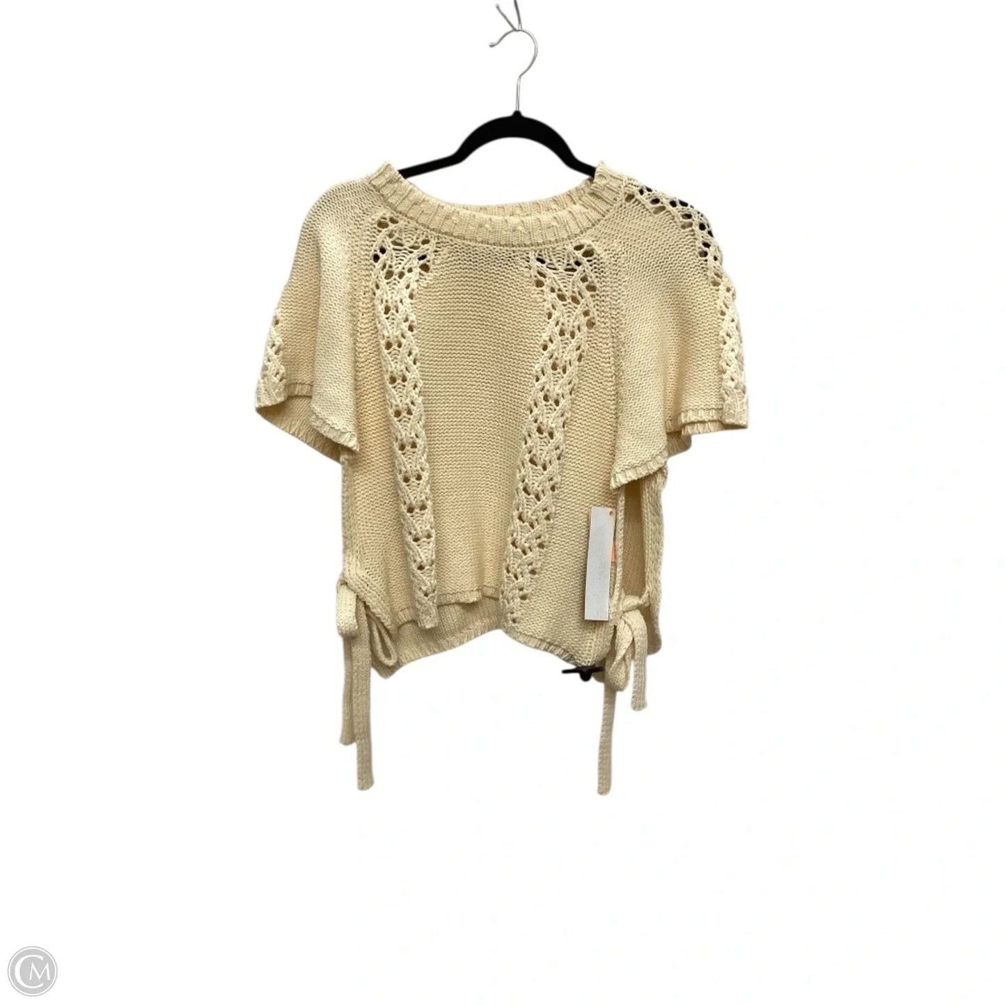 Designer Sweater Short Sleeve By Cma In Yellow, Size: L