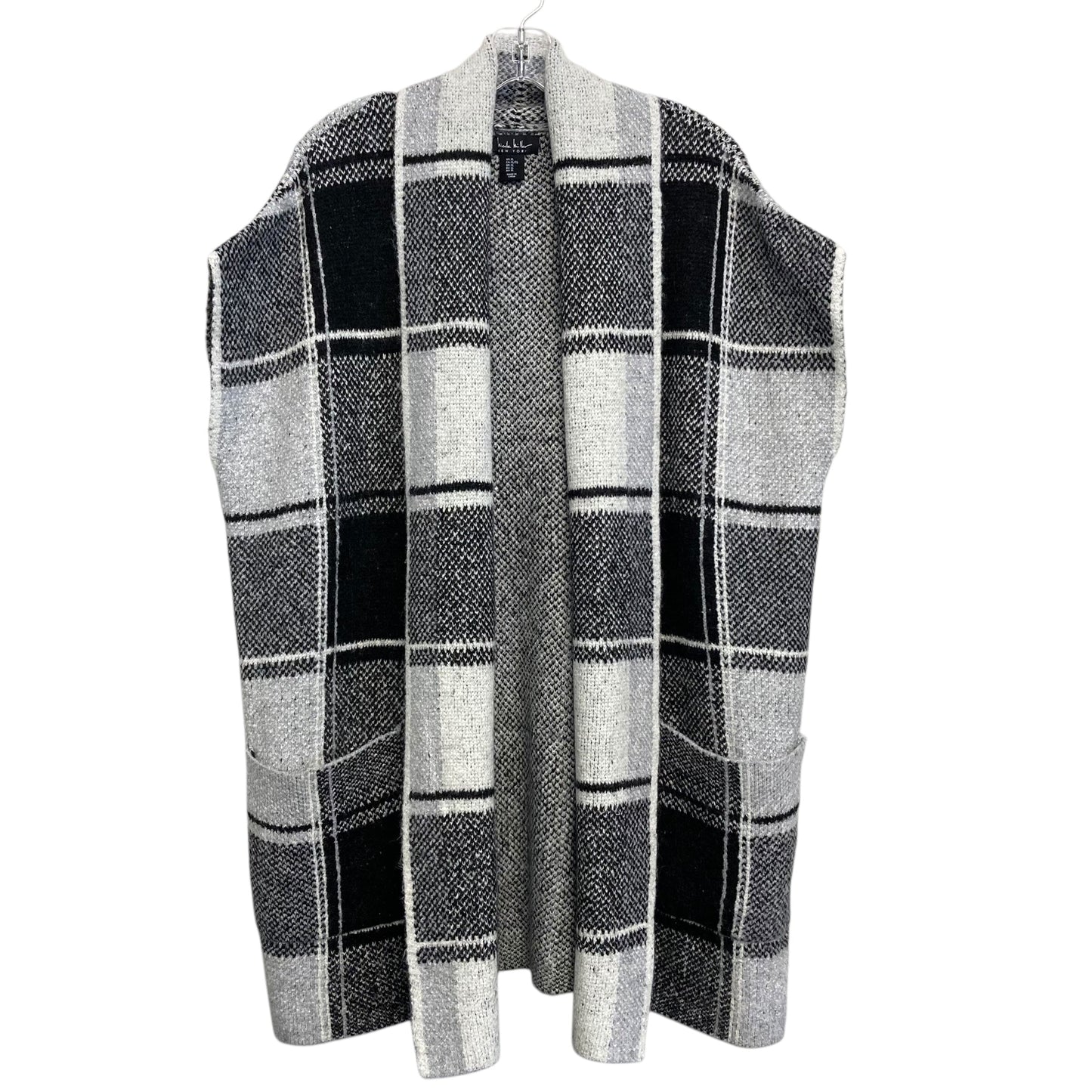 Sweater Cardigan By Nicole By Nicole Miller In Black & White, Size:Xl