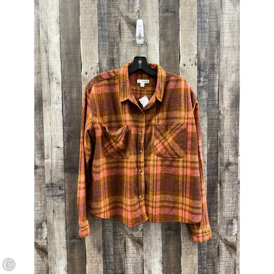 Top Long Sleeve By Beachlunchlounge In Plaid Pattern, Size: Xl
