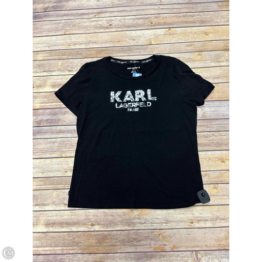Top Short Sleeve Designer By Karl Lagerfeld In Black, Size: M