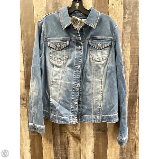 Jacket Denim By Chicos In Blue, Size: L