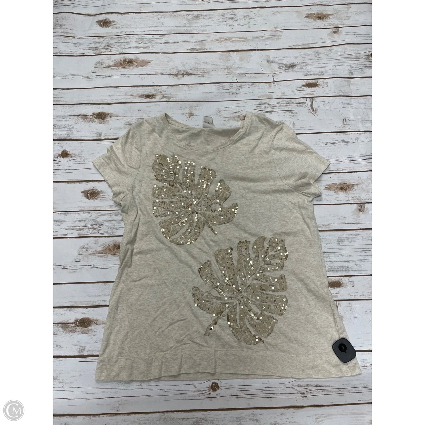 Top Short Sleeve By Chicos In Tan, Size: L