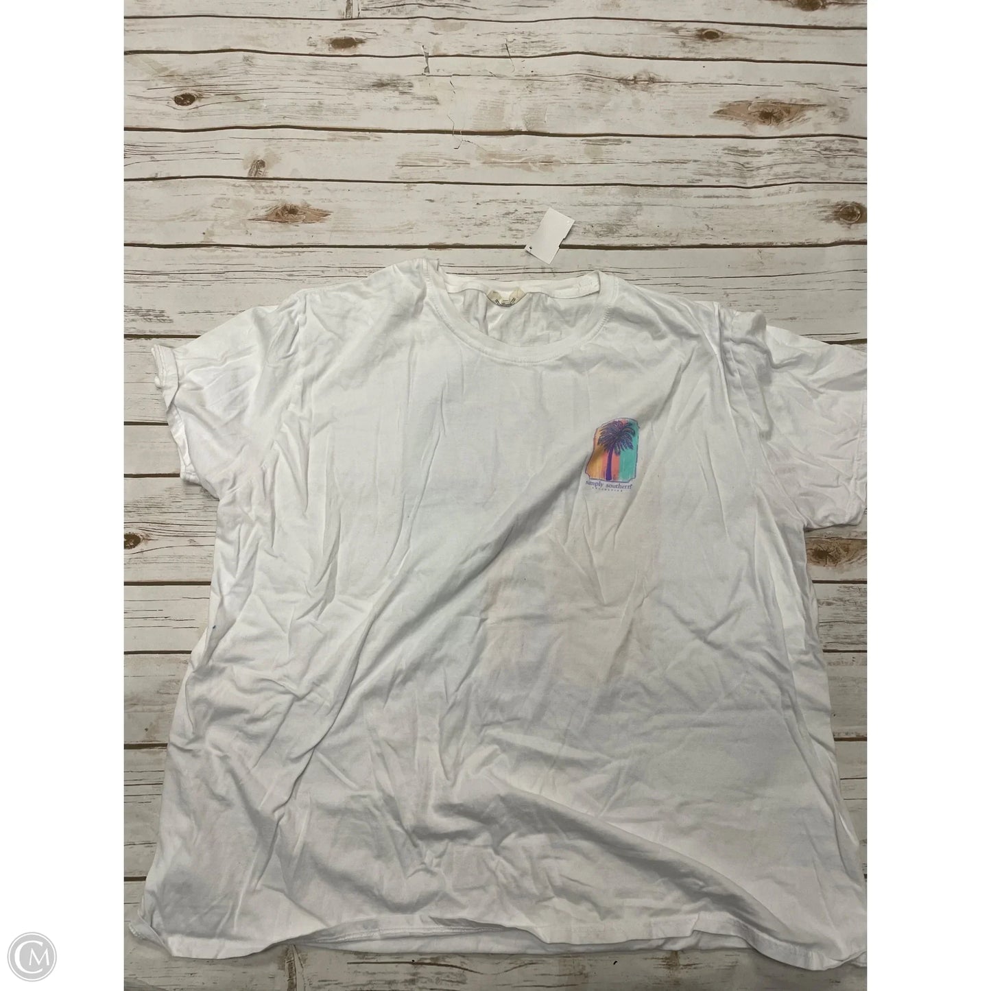 Top Short Sleeve By Simply Southern In White, Size: Xxl