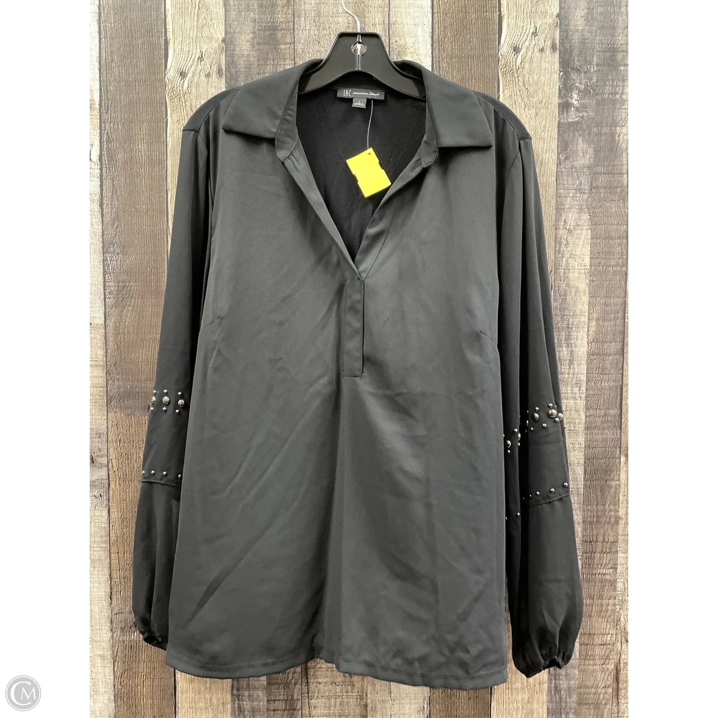 Blouse Long Sleeve By Inc In Black, Size: L