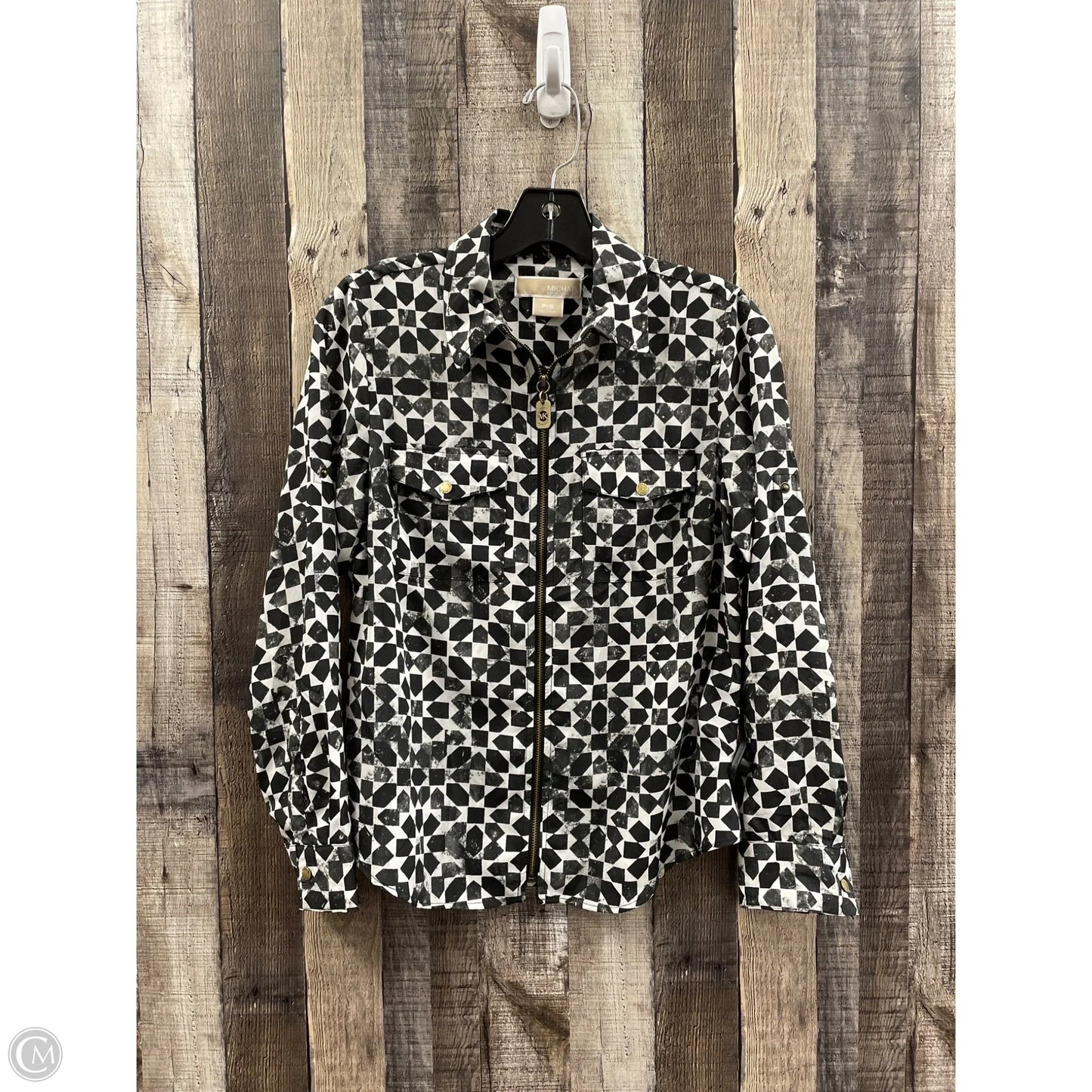 Top Long Sleeve By Michael By Michael Kors In Black & White, Size: S