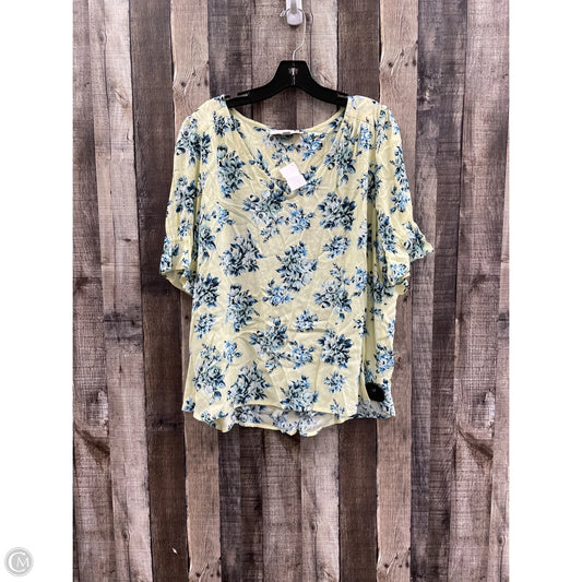 Top Short Sleeve By Loft In Blue & Yellow, Size: Xl