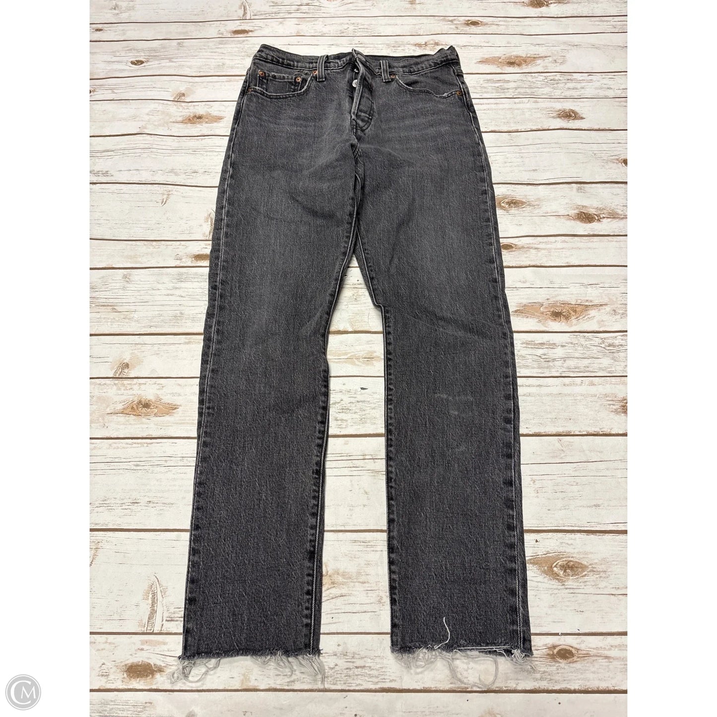 Jeans Straight By Levis In Black Denim, Size: 8