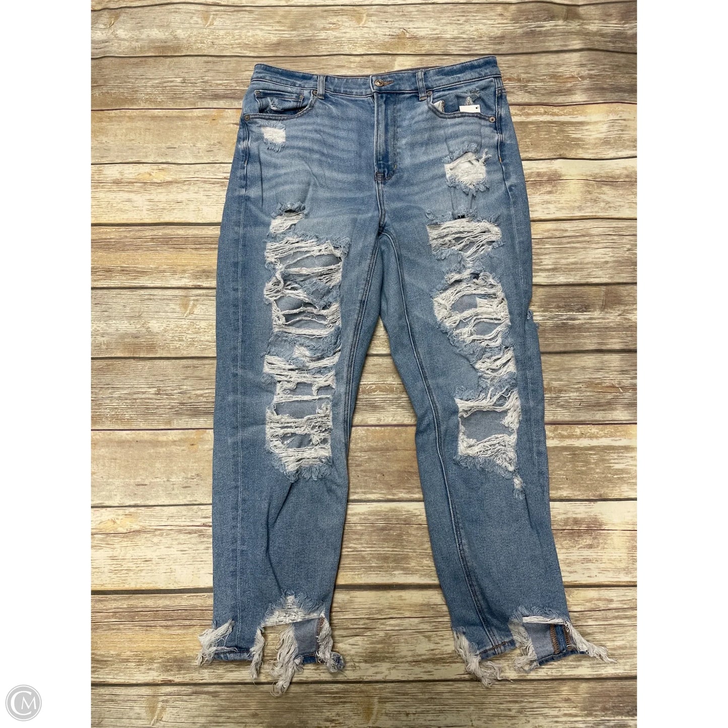 Jeans Straight By American Eagle In Blue Denim, Size: 12