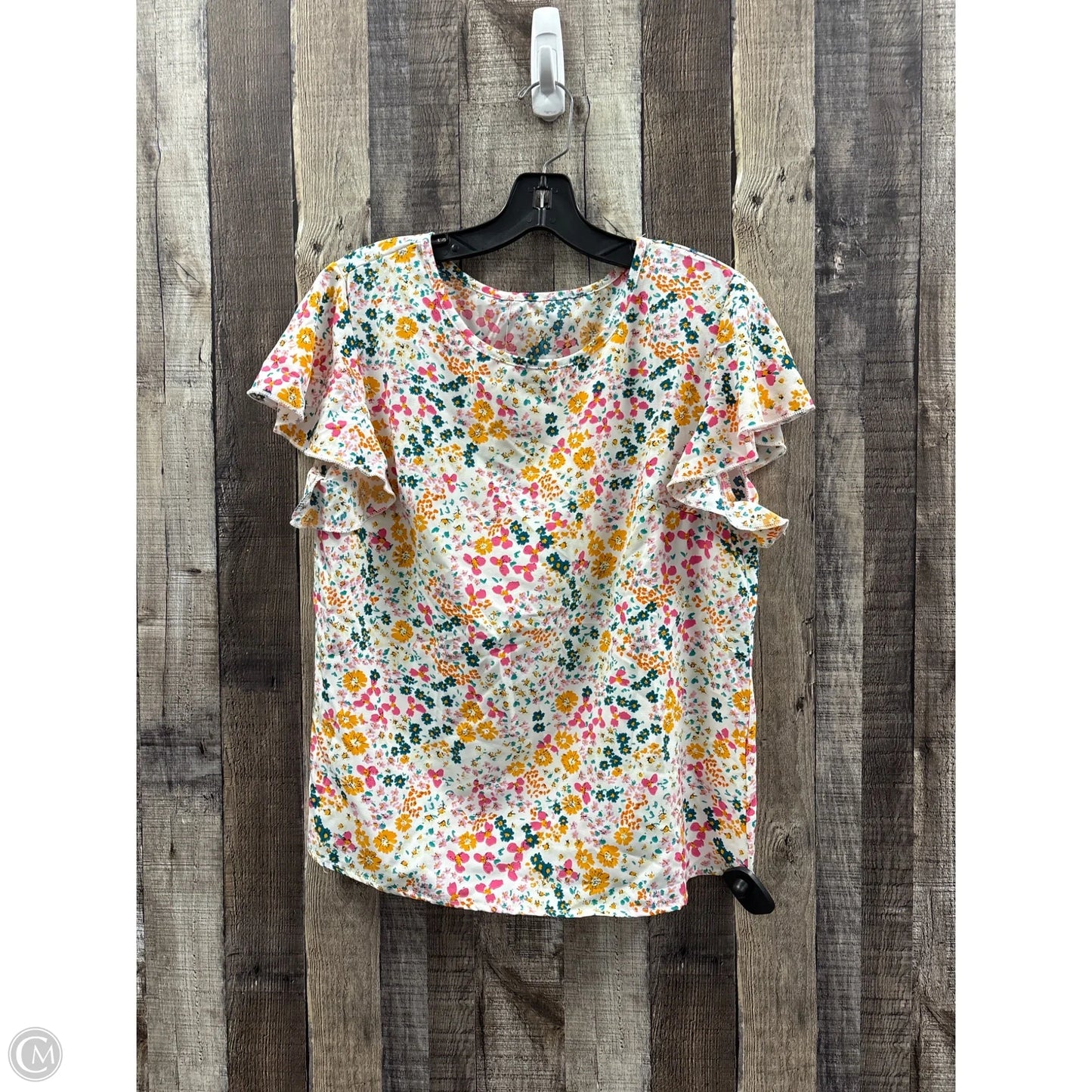 Top Short Sleeve By Shein In Floral Print, Size: M