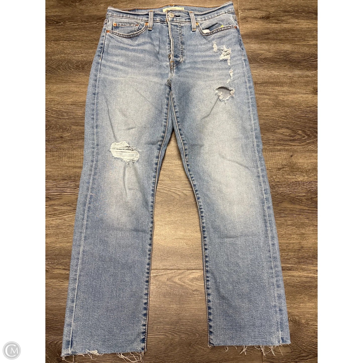 Jeans Straight By Levis In Blue Denim, Size: 12