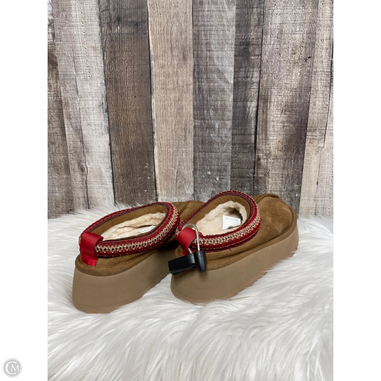 Shoes Designer By Ugg In Brown & Red, Size: 5