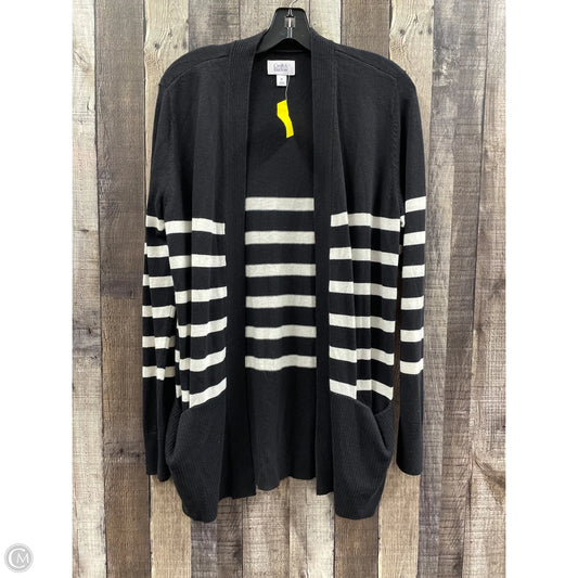 Sweater Cardigan By Croft And Barrow In Striped Pattern, Size: M