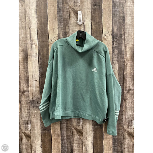 Athletic Top Long Sleeve Collar By Adidas In Green, Size: L