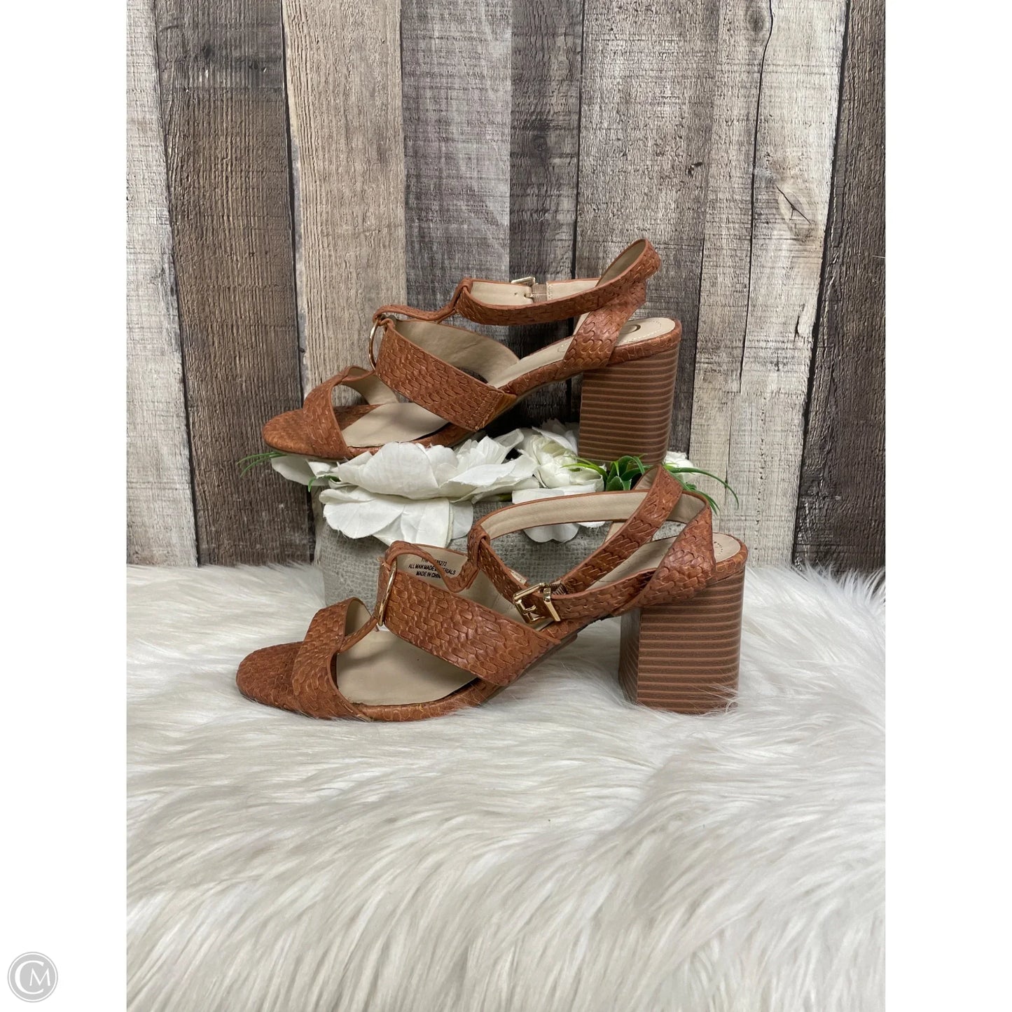 Sandals Heels Block By Comfort Casual In Brown, Size: 11