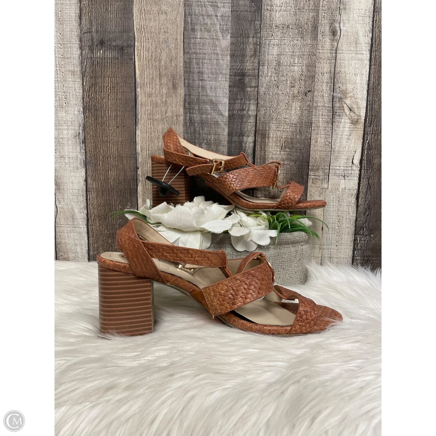 Sandals Heels Block By Comfort Casual In Brown, Size: 11