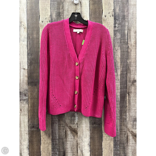 Sweater Cardigan By Loft In Pink, Size: L