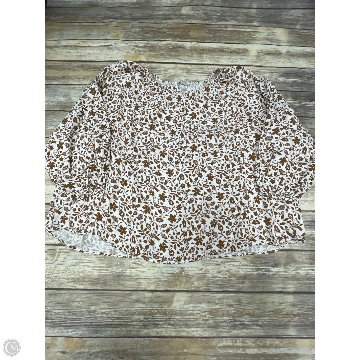 Top Long Sleeve By Old Navy In Brown & Cream, Size: 3x