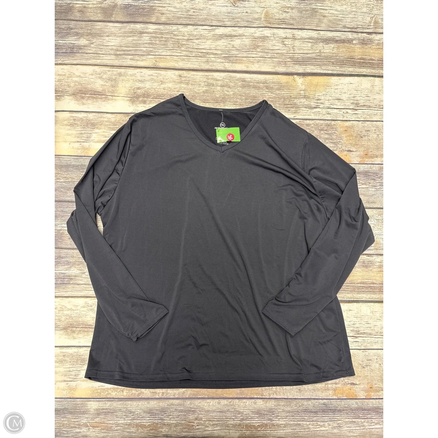 Athletic Top Long Sleeve Collar By Cme In Grey, Size: 2x