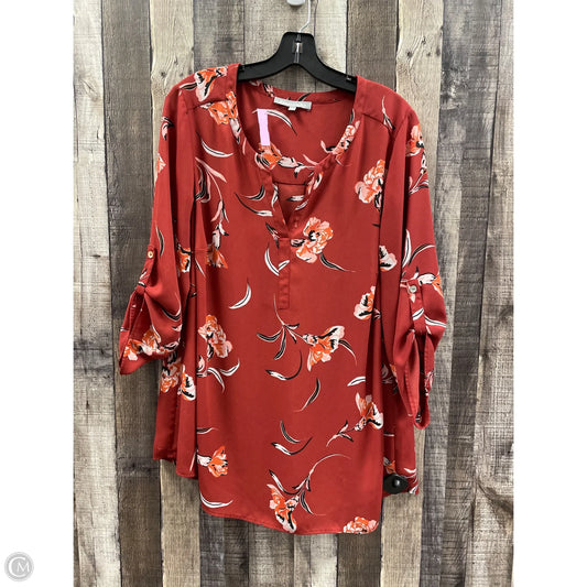 Top 3/4 Sleeve By Daniel Rainn In Red, Size: 1x