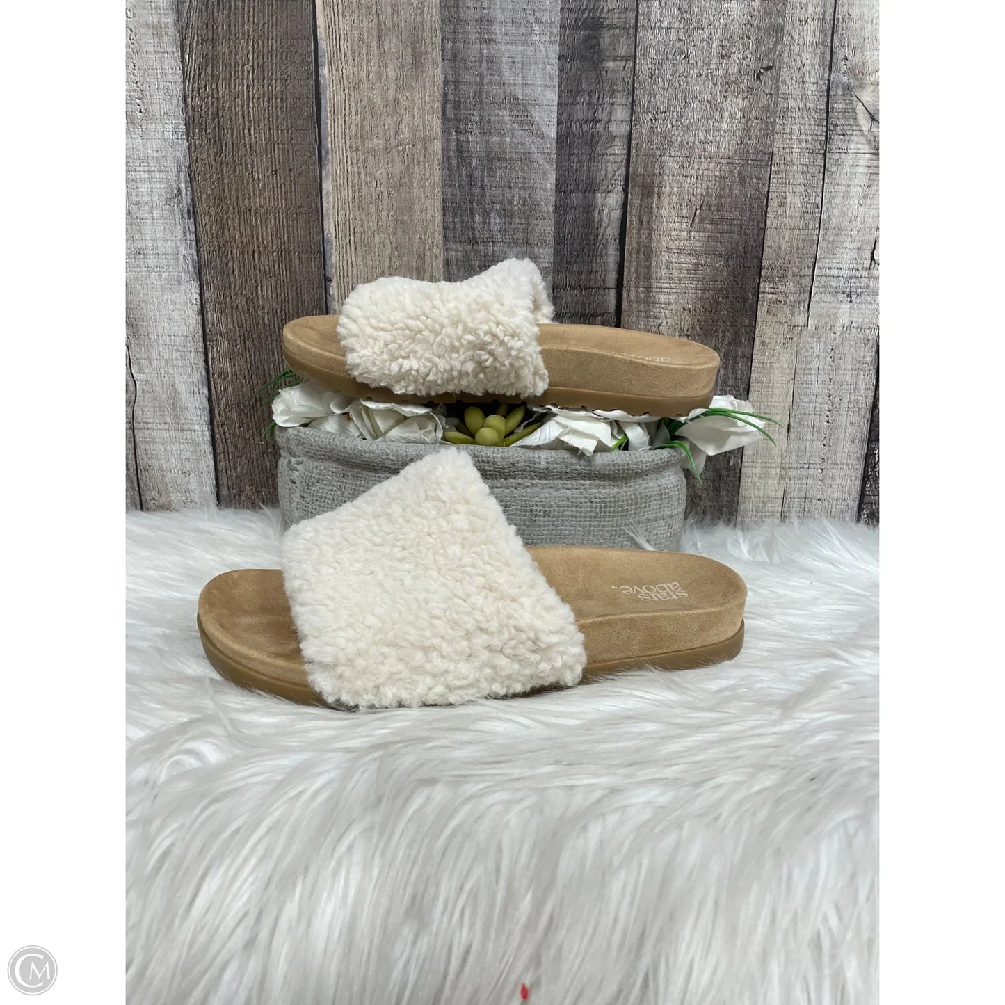 Slippers By Stars Above In Brown & Cream, Size: 7